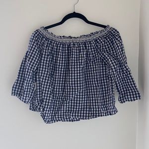 Madewell Smocked Gingham blouse size XS